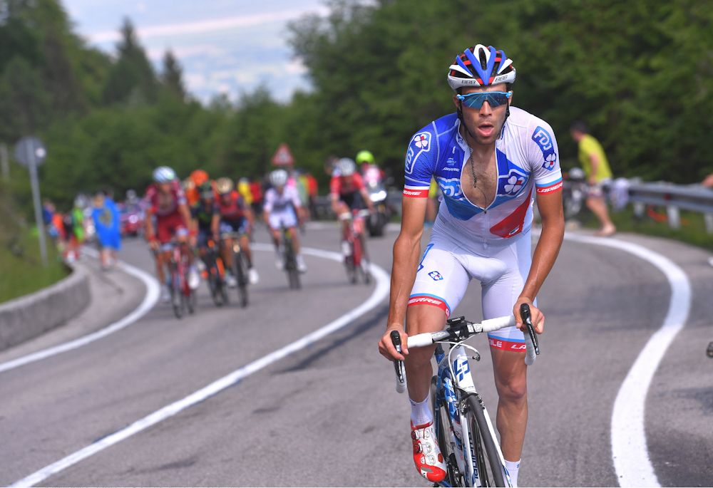 Thibaut Pinot attacks the GC group during stage 19 at the Giro
