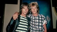 Jeff Beck (left) and Rod Stewart circa 1984 in New York City.