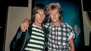 Jeff Beck (left) and Rod Stewart circa 1984 in New York City.