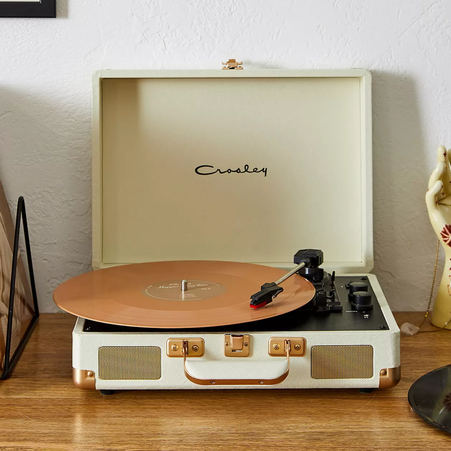 A white record player