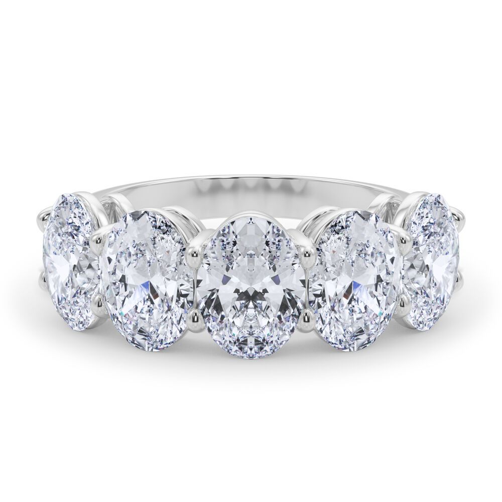 Lab Grown Diamond Oval Five-Stone Band in 14K White Gold