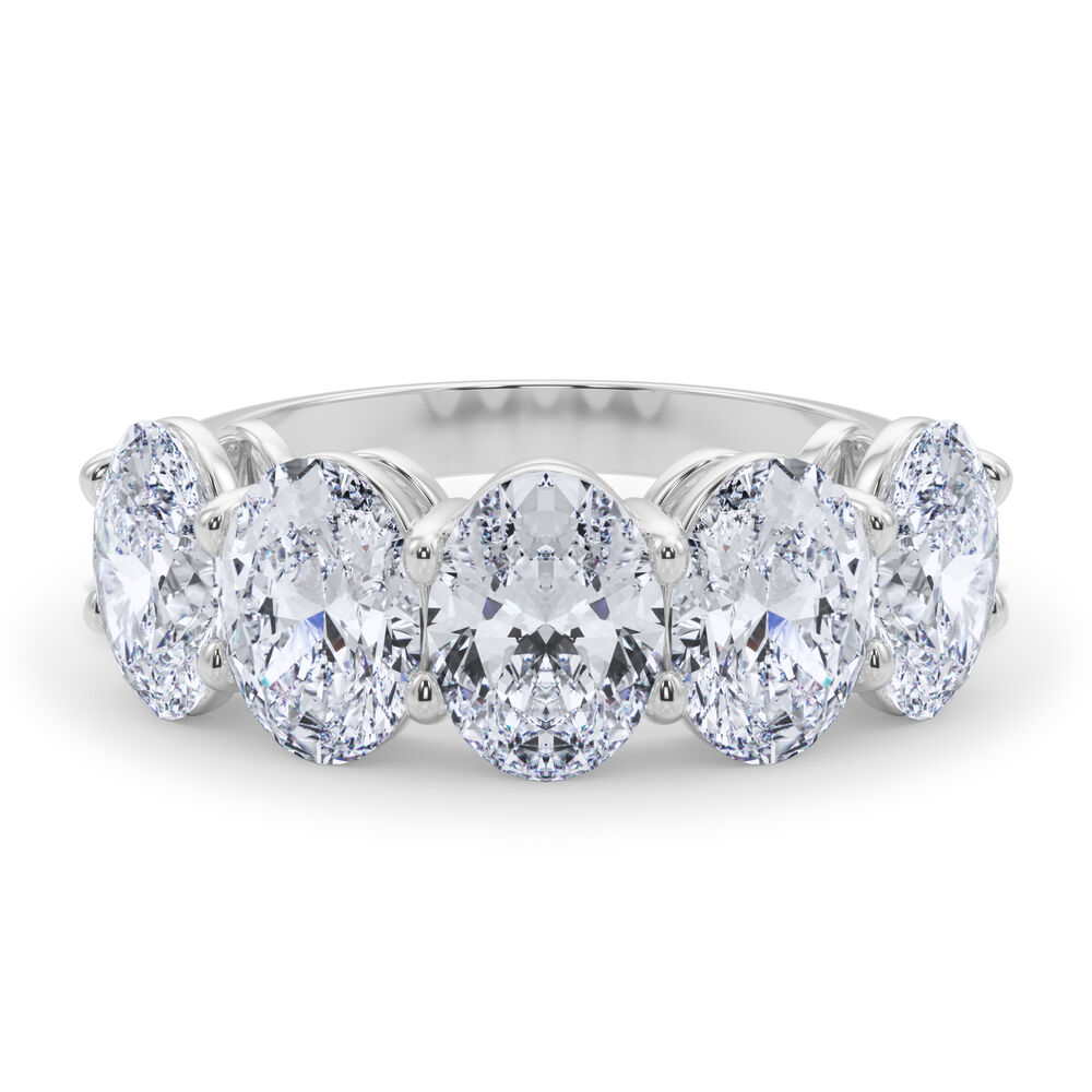 Lab Grown Diamond Oval Five-Stone Band in 14K White Gold