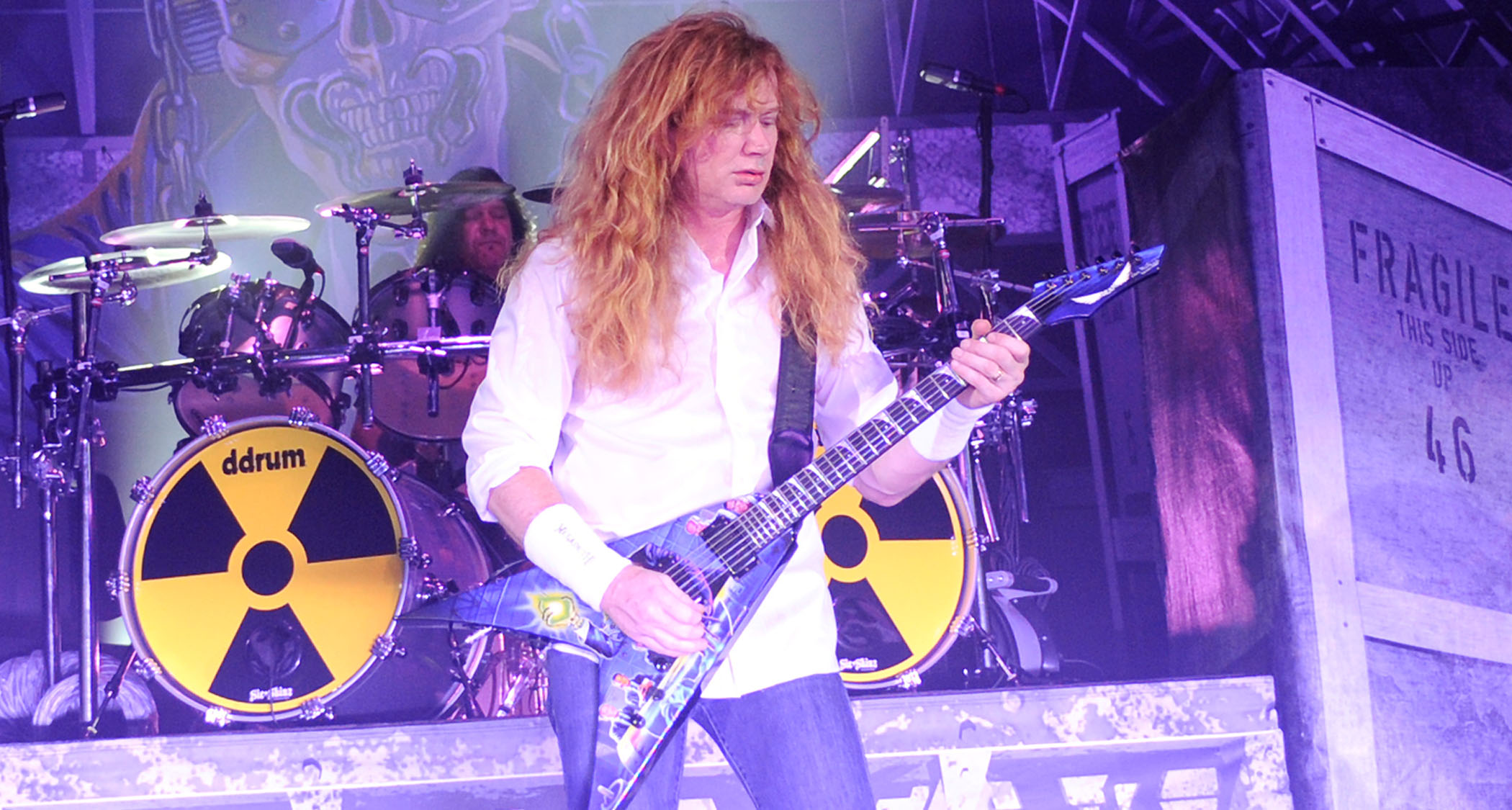 Dave Mustaine performs live with Megadeth in 2010, celebrating the 20th anniversary of landmark release Rust in Peace.
