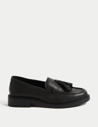 Leather Chunky Tassel Flat Loafers