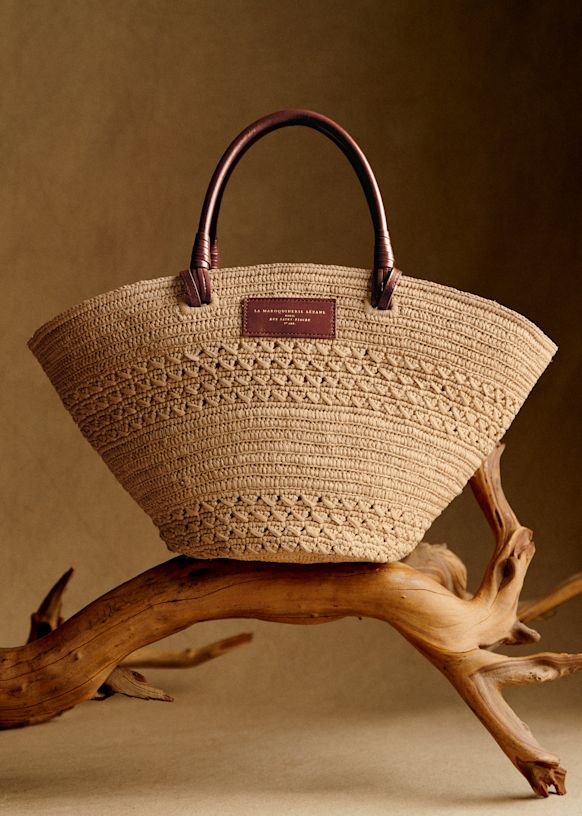 Justine Basket Bag - Natural Perforated Raffia - Raffia - Sézane