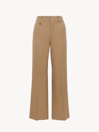 Cropped Tailored Pants in Wool Grain De Poudre