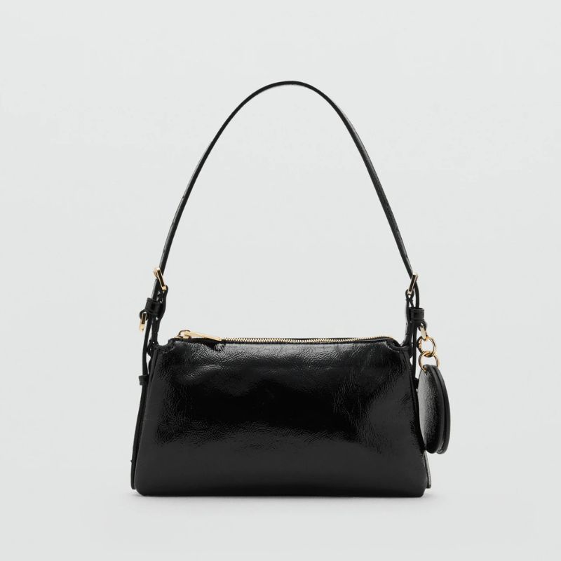 Image of black leather shoulder bag