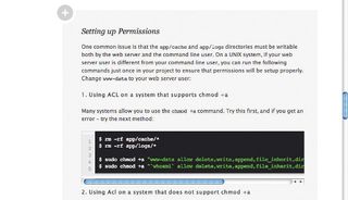 Setting file permissions. The documentation at www.symfony.com provides help with this process – and much more