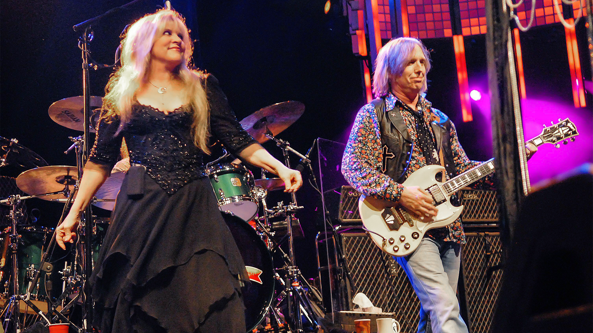 Stevie Nicks and Tom Petty of Tom Petty And The Heartbreakers perform at Lakewood Amphitheater in Atlanta, Georgia on September 22, 2006.