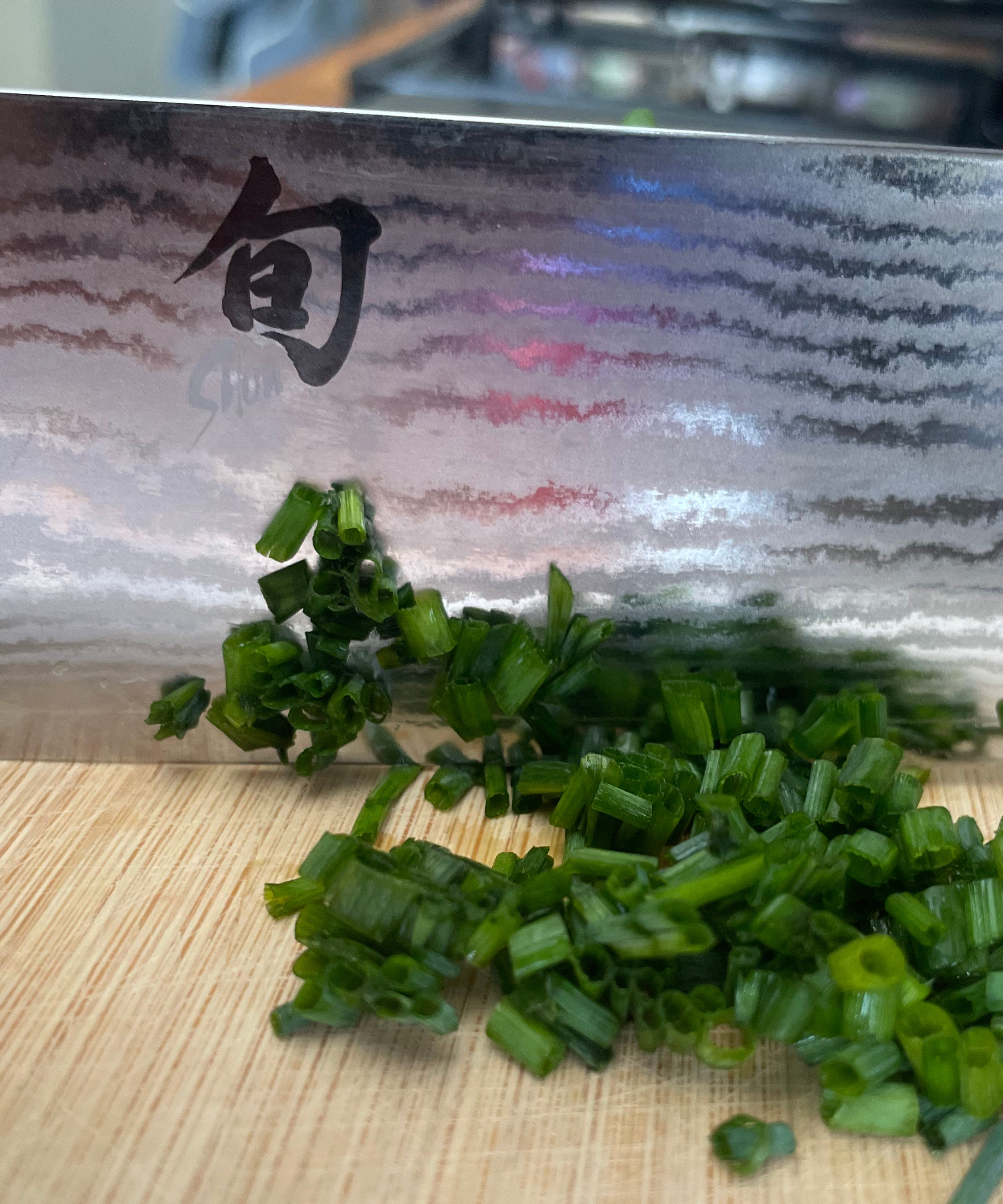 Chopping chives with my Shun Nakiri knife