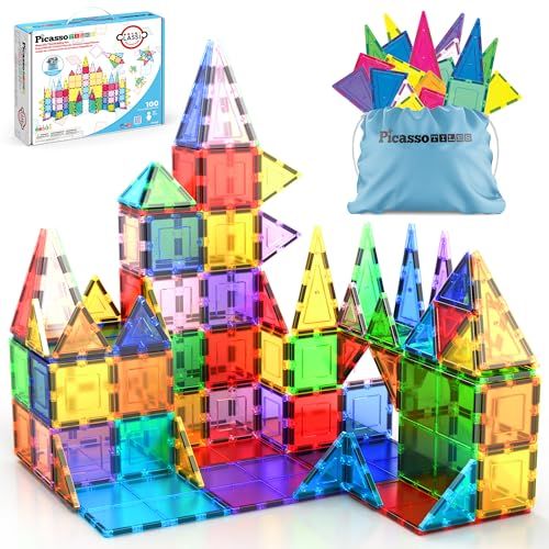 PicassoTiles 100-Pack Magnet Building Tiles