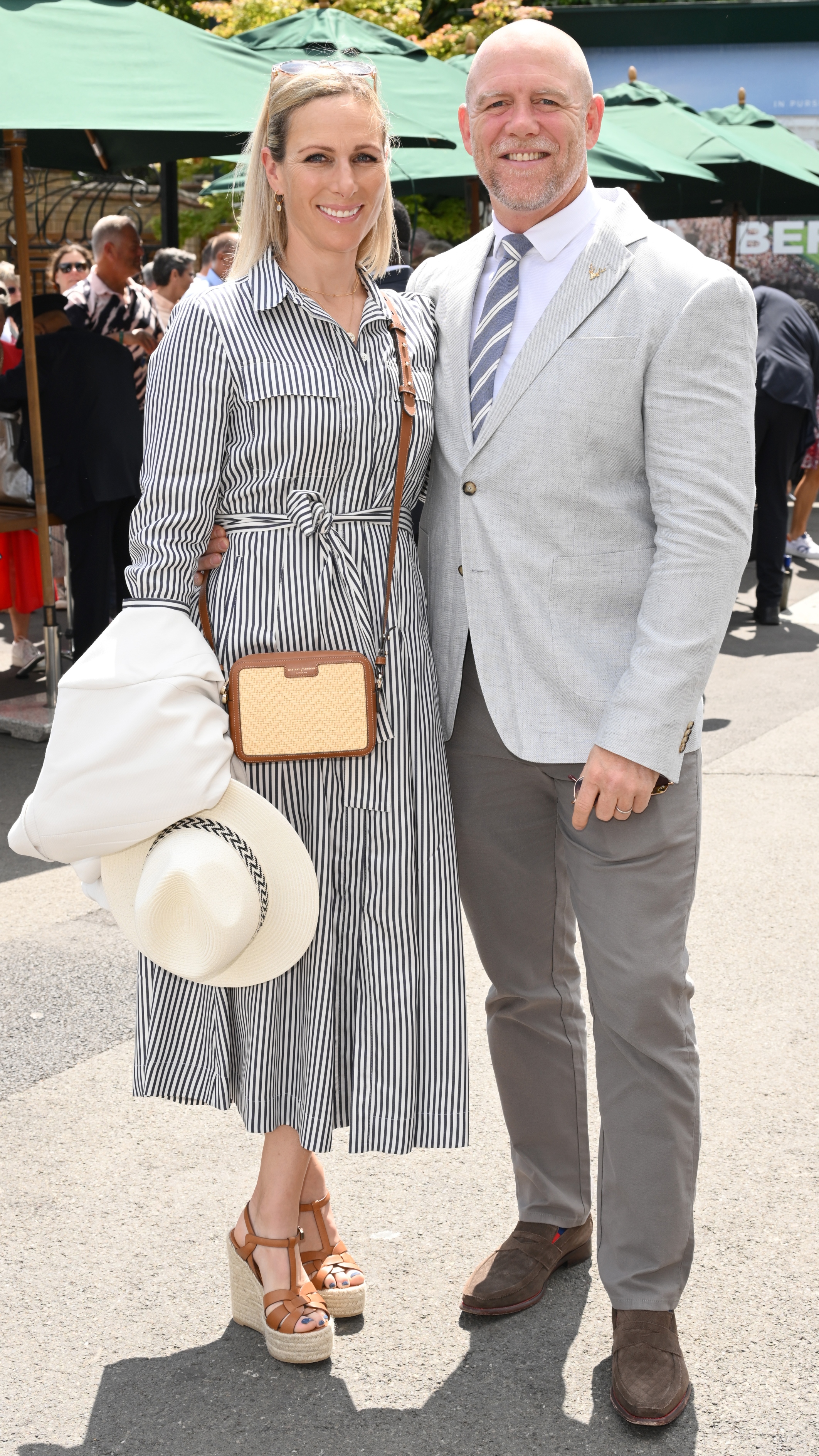 Zara Tindall and Mike Tindall attend day ten of the Wimbledon Tennis Championships on July 12, 2023
