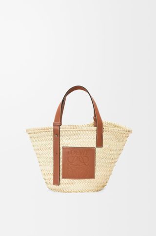 Basket Bag in Palm Leaf and Calfskin