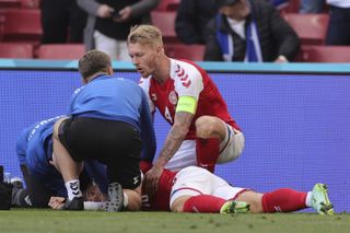 Denmark captain Simon Kjaer was among the first people to attend to Eriksen after his collapse