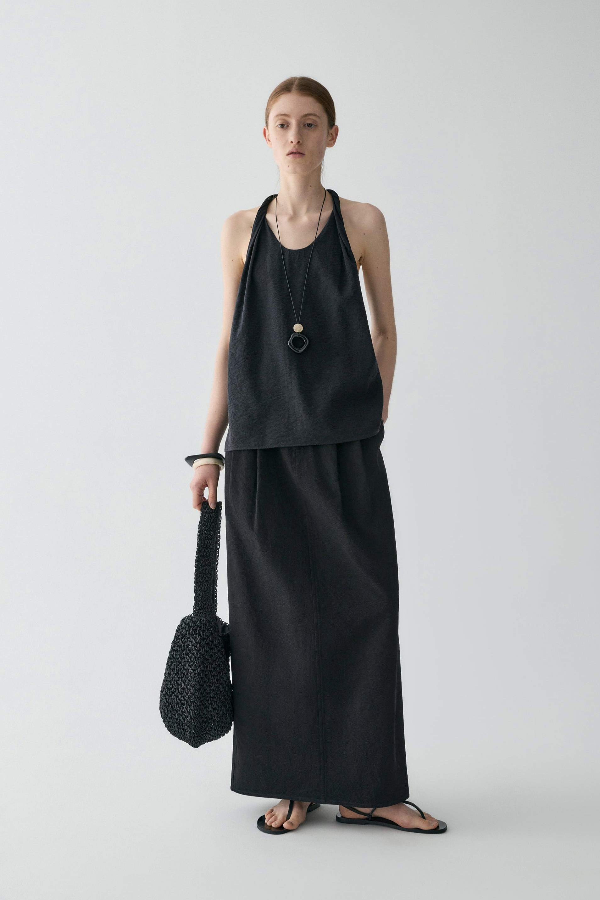 Pleated Maxi Skirt - Black / 0