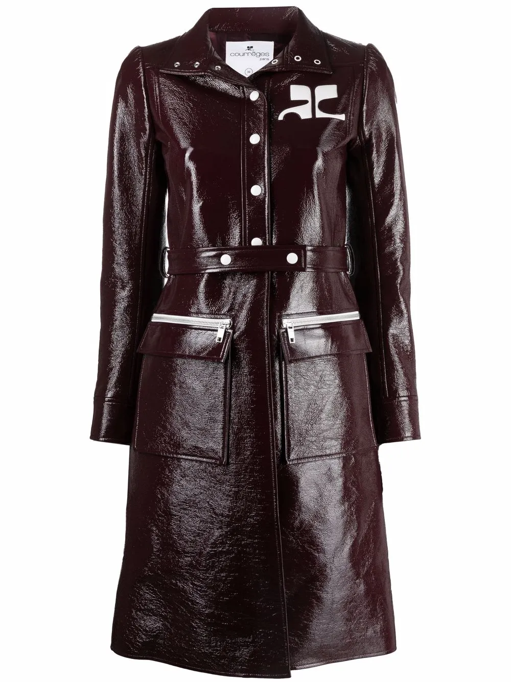 Courr&egrave;ges Logo-Appliqu&eacute; Vinyl Trench Coat | 34