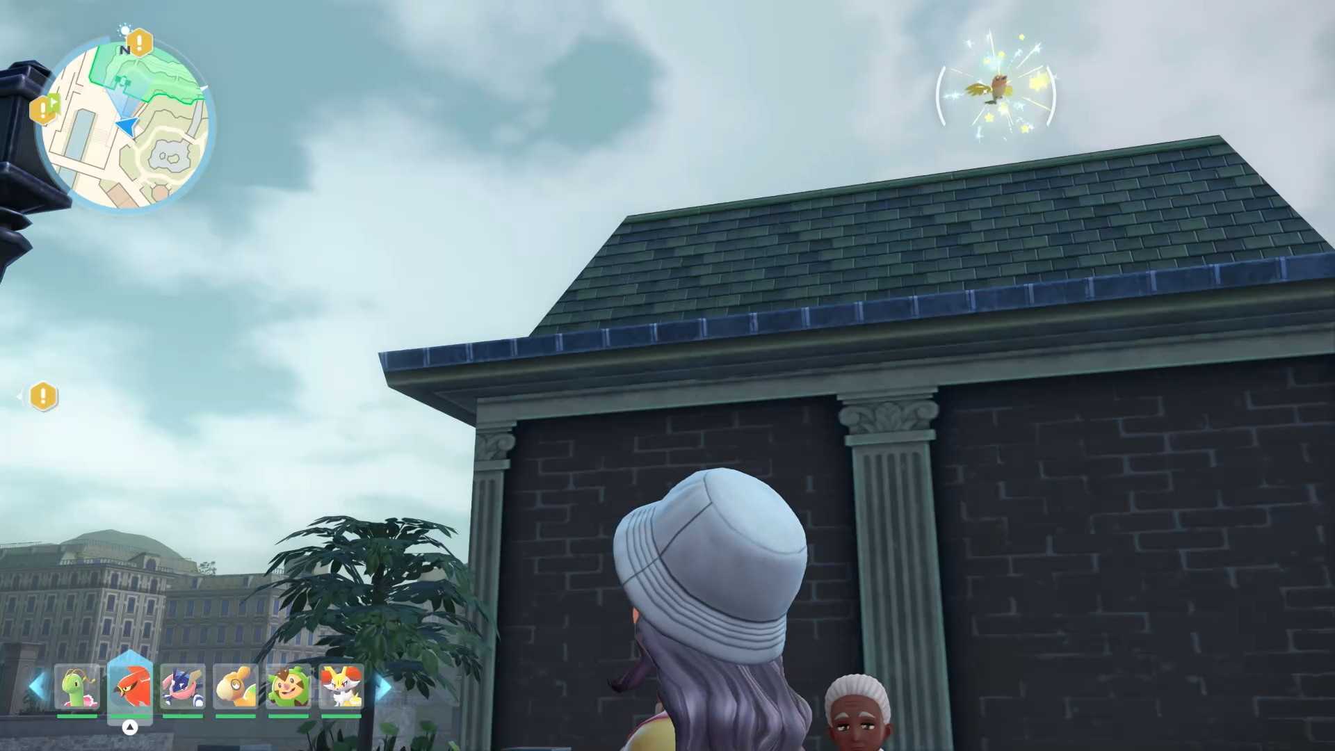 A shiny Fletchling appears in Pokemon Legends: Z-A, with stars coming out of it.