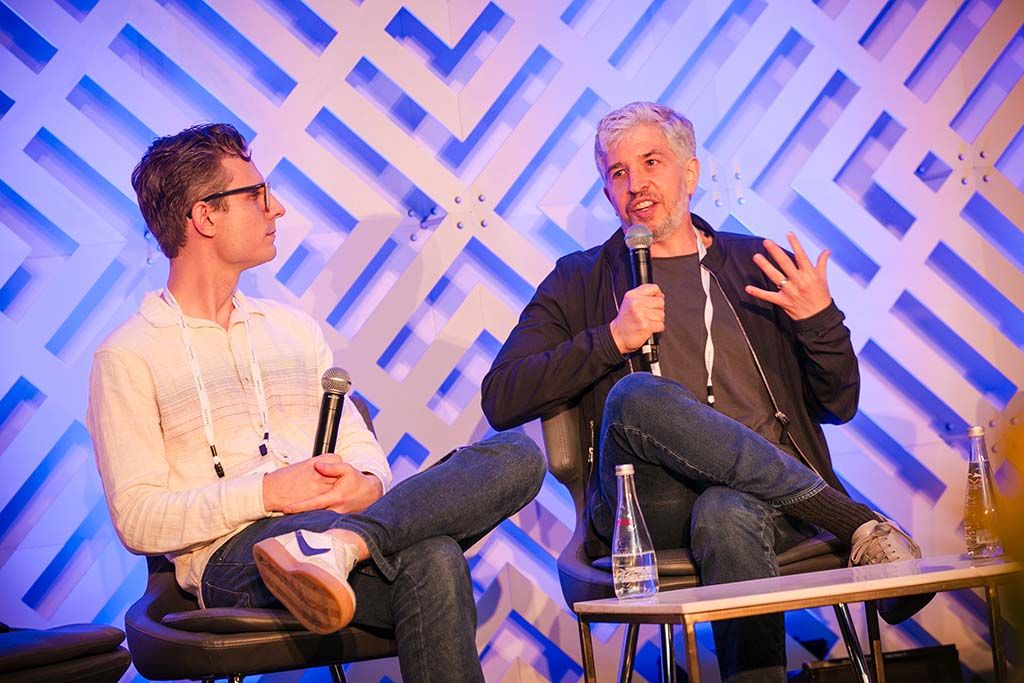 Viral Nation&rsquo;s Stephen Pearlstein and Steve Raizes of Paramount Global during the &ldquo;Podcasting&rsquo;s Role in the Path to Streaming Profitability&rdquo; fireside chat.