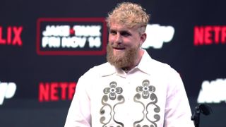 MIAMI, FLORIDA - SEPTEMBER 23: Jake Paul looks on during a press conference at Kaseya Center on September 23, 2025 in Miami, Florida. (Photo by Megan Briggs/Getty Images for Netflix)