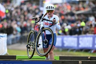 HOOGERHEIDE NETHERLANDS FEBRUARY 05 Zoe Backstedt of Great Britain competes during the 74th World Championships CycloCross 2023 Womens U23 CXWorldCup Hoogerheide2023 on February 05 2023 in Hoogerheide Netherlands Photo by David StockmanGetty Images