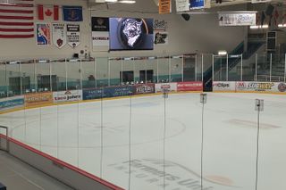 An ice rink with a brand new MAXHUB Raptor display.