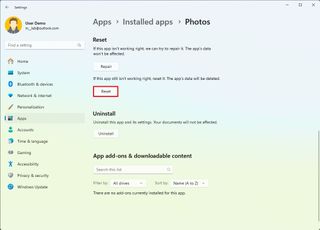 Reset Photos app
