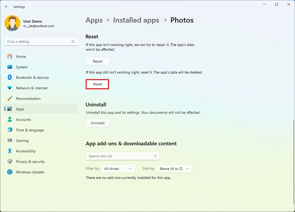 How to reset Photos app to fix problems on Windows 11 and 10