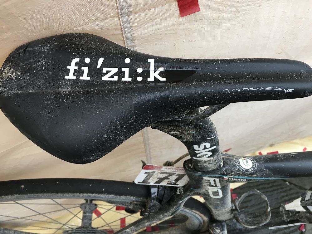 Kwiatkowski rode into Siena on a Fizik Antares saddle.