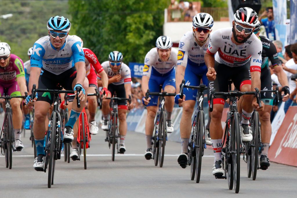UAE Team Emirates&rsquo; Fernando Gaviria punches the air as he realises he&rsquo;s taken his second stage victory