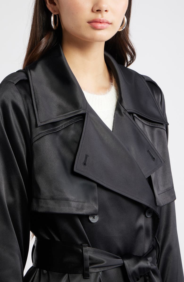 Belted Satin Trench Jacket