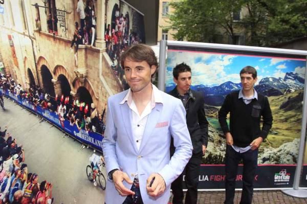 Samuel Sanchez, second in yesterday's Tour of Lombardy, attended the show