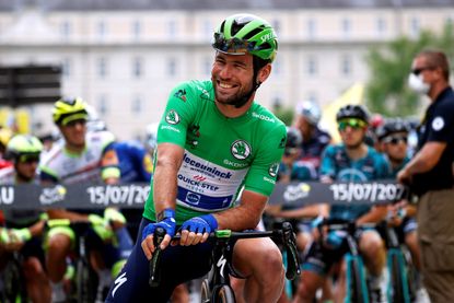 Mark Cavendish at the Tour de France 2021 in the green points jersey