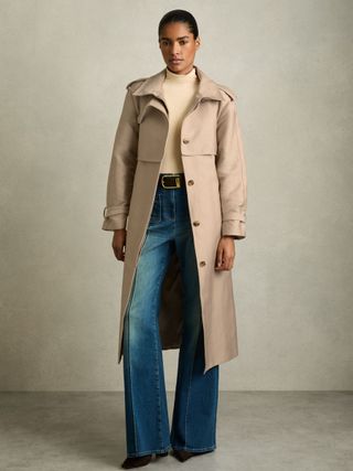 Gabardine Trench Coat With Cotton in Neutral