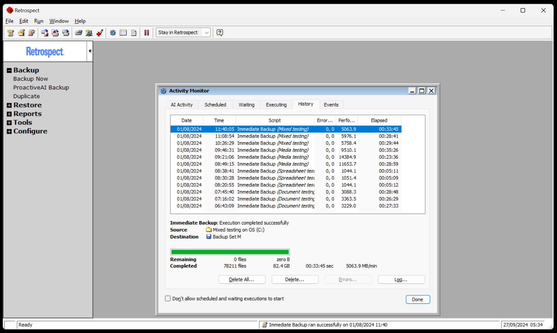 The Retrospect activity monitor