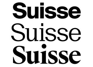 From top to bottom: Suisse International bold, Suisse Neue light and Suisse Works bold