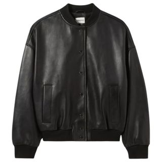 Claudie Pierlot Laser-engraved relaxed-fit leather bomber jacket