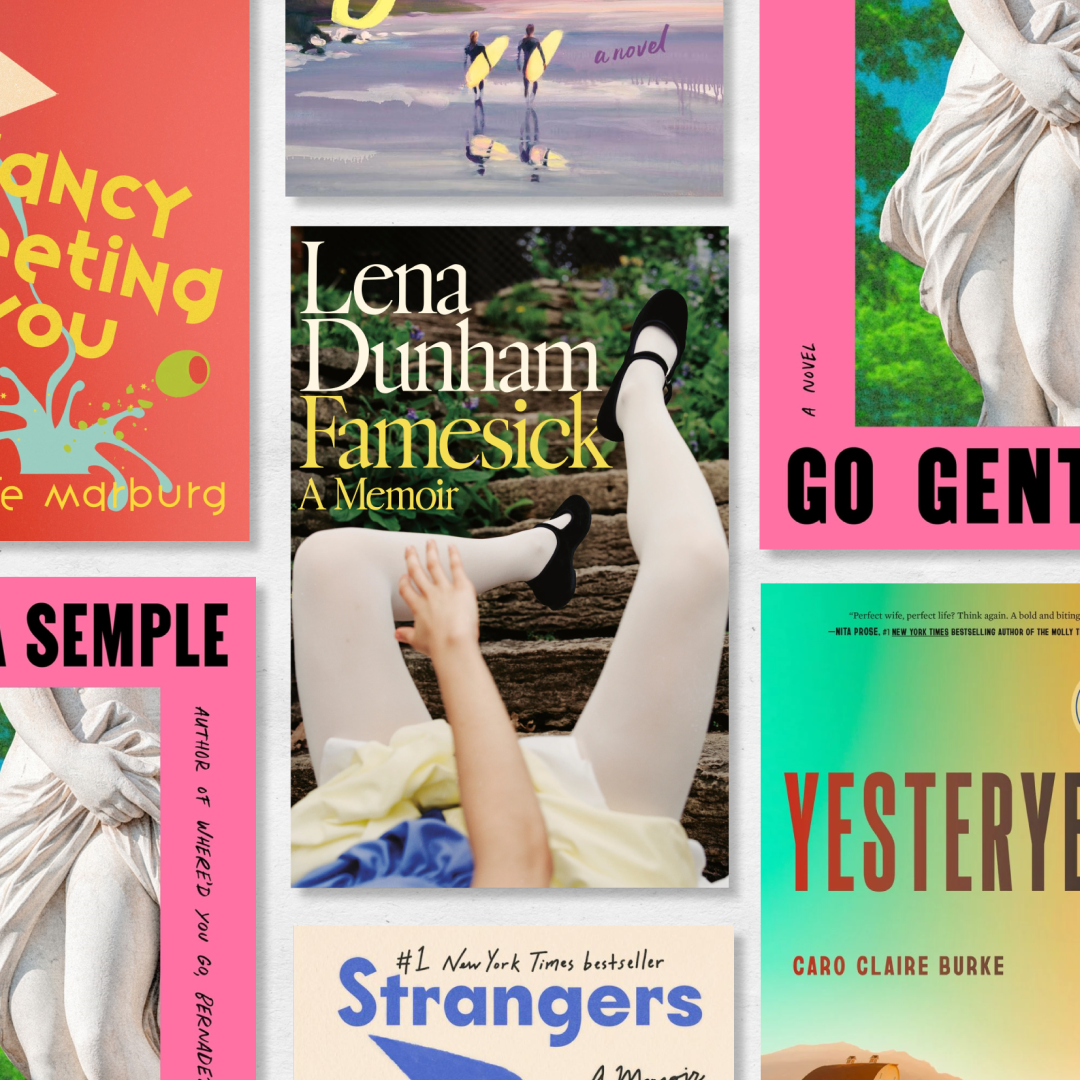 a collage of recent hit 2026 books worth reading over memorial day weekend including famesick yesteryear strangers and more