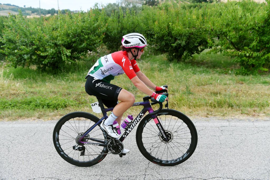 CESENA ITALY JULY 04 Blanka Vas Kata of Hungary and Team SD Worx competes during the 33rd Giro dItalia Donne 2022 Stage 4 a 1209km stage from Cesena Torinese to Cesena Torinese GiroDonne UCIWWT on July 04 2022 in Cesena Italy Photo by Dario BelingheriGetty Images