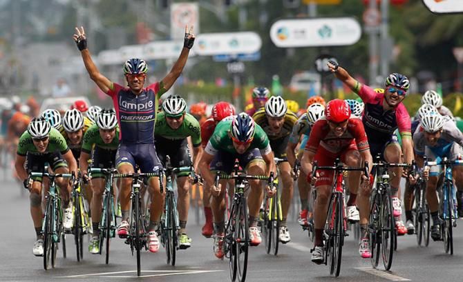 Niccolo Bonifazio (Lampre-Merida) wins the stage 8 sprint
