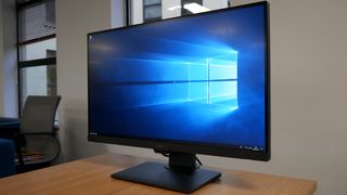 best 4K monitor BenQ PD2700U on a wooden table