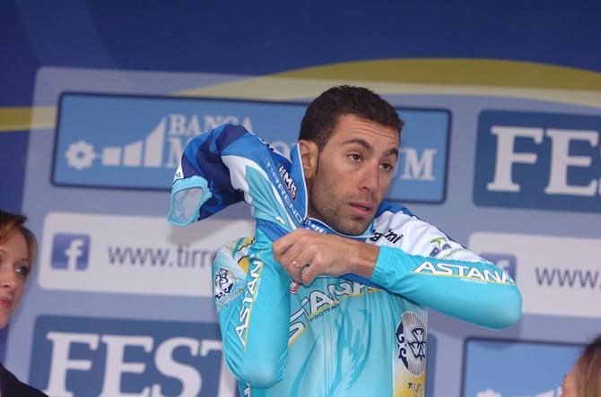 Vincenzo Nibali (Astana) dons the leader's jersey in Tirreno-Adriatico