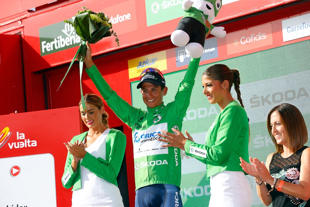 Esteban Chaves in the Vuelta's green jersey.