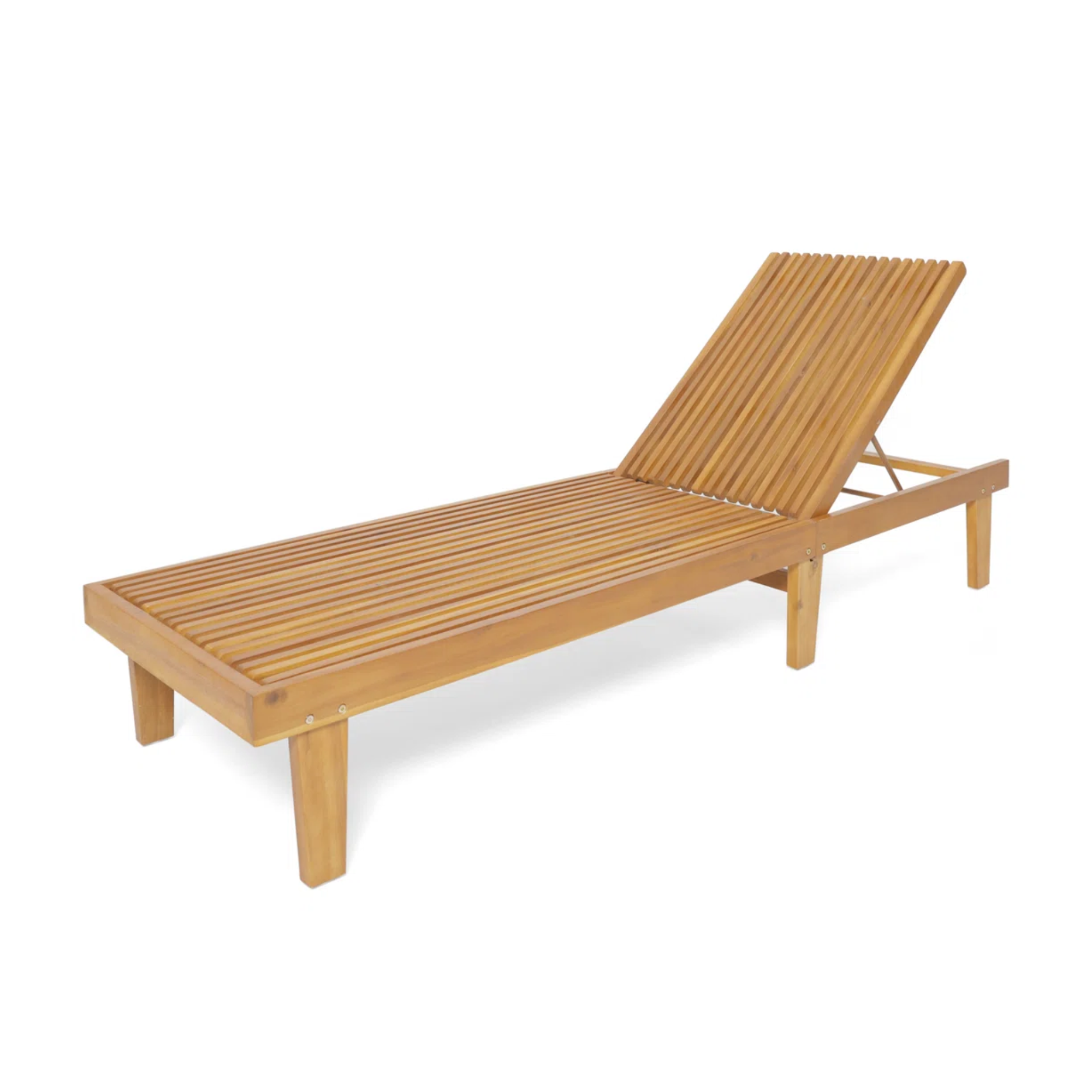 a wooden sun lounger