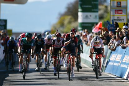Ethan Hayter wins stage three of Tour de Romandie 2022. 