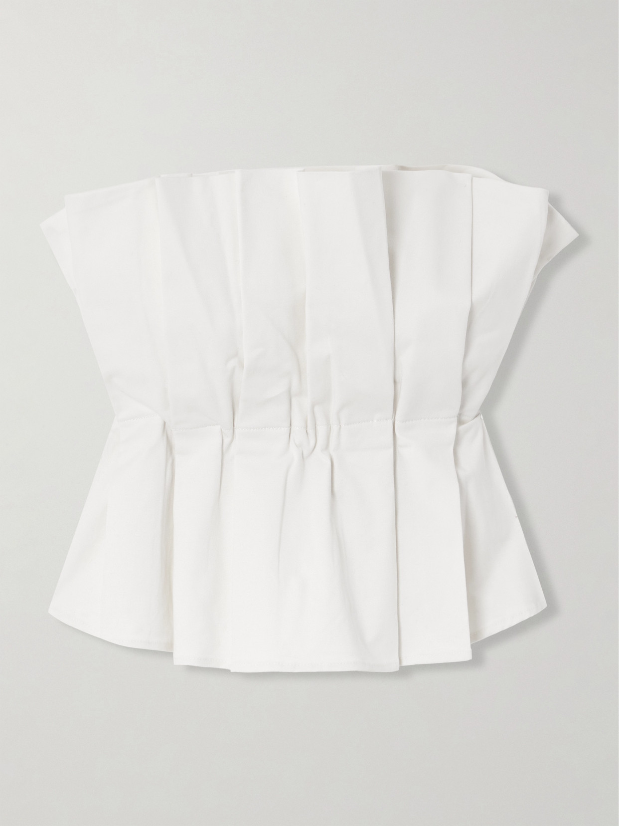Dover Strapless Pleated Cotton-Blend Twill Top