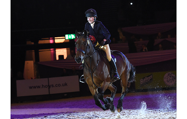 Lucy Eddis riding CASHEL BAY JJ owned by Polly Eddis, Champion in the M&amp;amp;M Working Hunter Pony of the Year Championships during HOYS in the NEC in Warwickshire in the UK on 6th October 2016