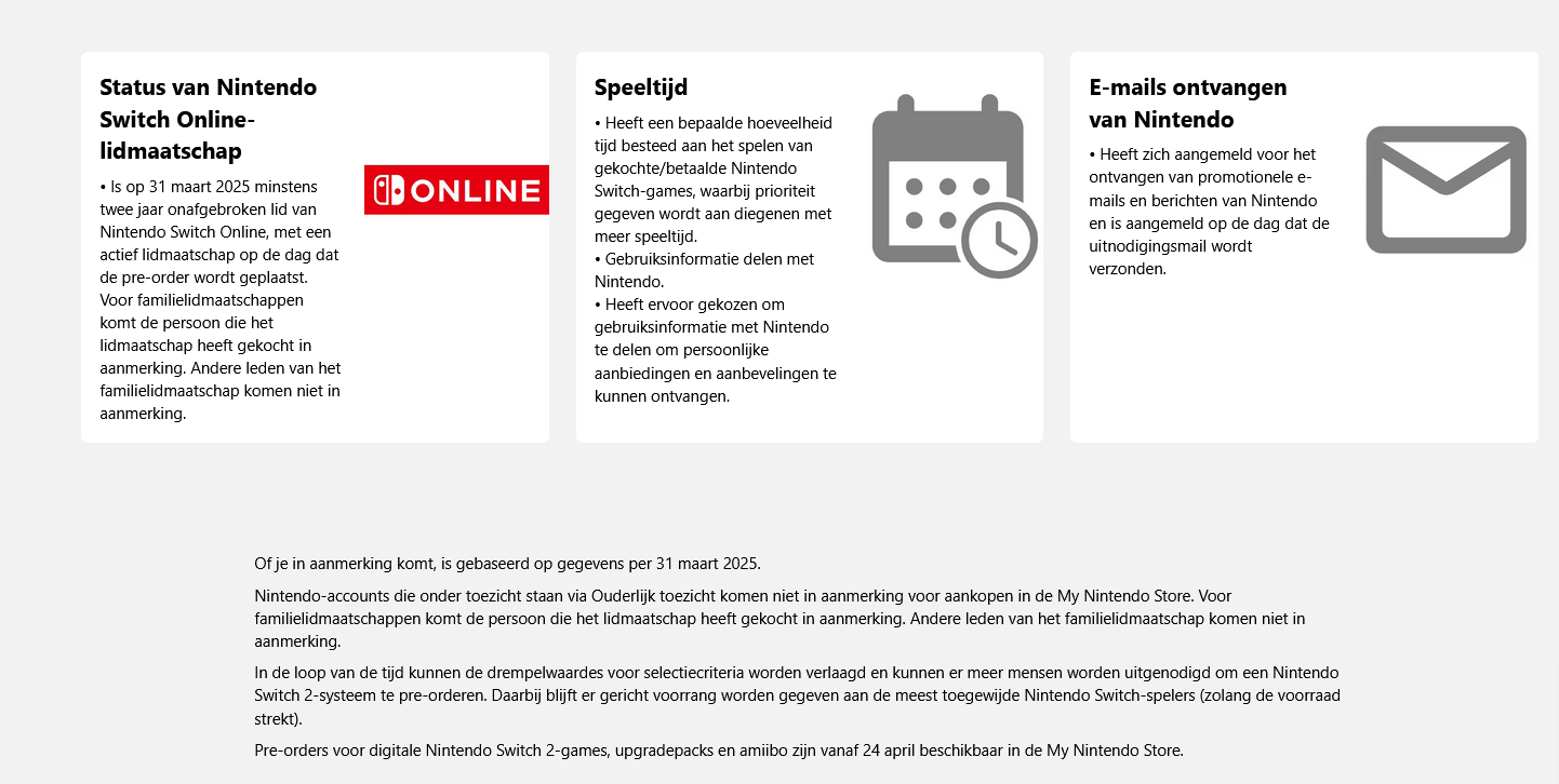 Nintendo Switch 2 pre-order voorwaarden