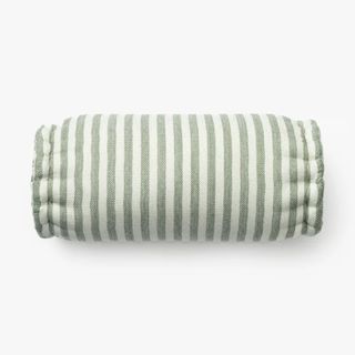 striped green and white bolster cushion