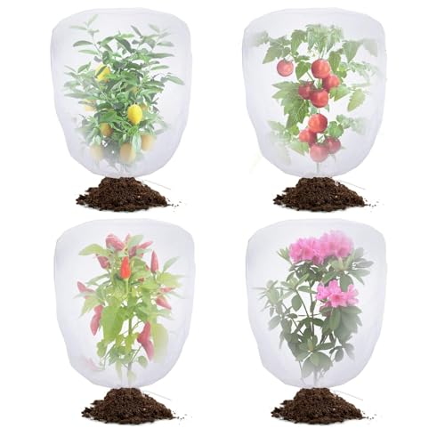 Bird Netting for Garden Protection - 4 Pack Garden Netting Pest Barrier With Drawstring,3.3ft X 2.7ft Mosquito Net Tomato Protective Cover Garden Plant Netting for Cicadas Vegetables Blueberry Bushes