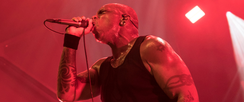 Derrick Green onstage with Sepultura in 2024